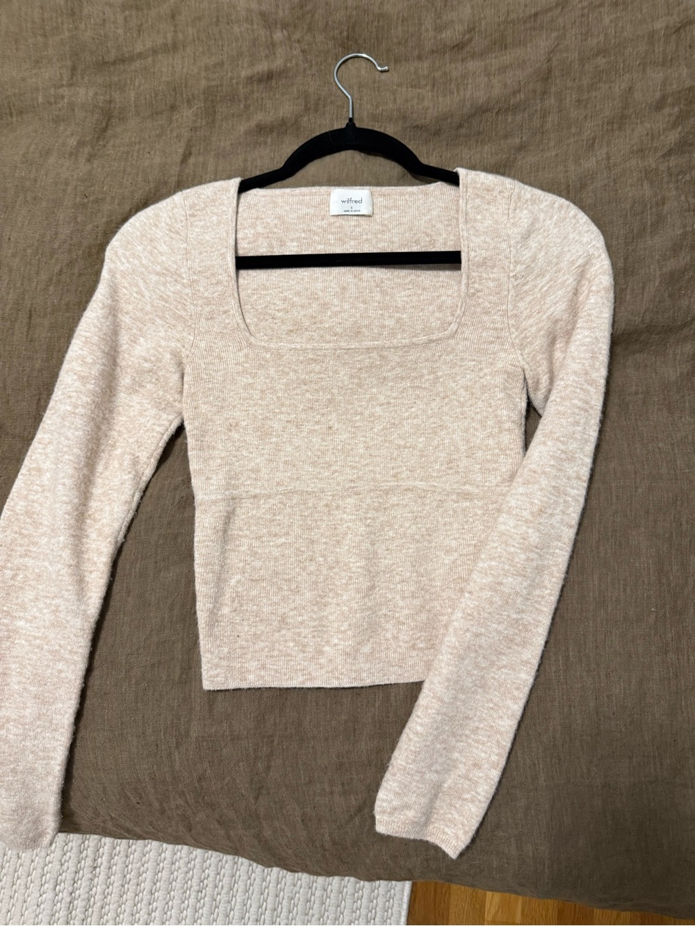 Wilfred Square Neck Knit Top in Light Beige Heather
